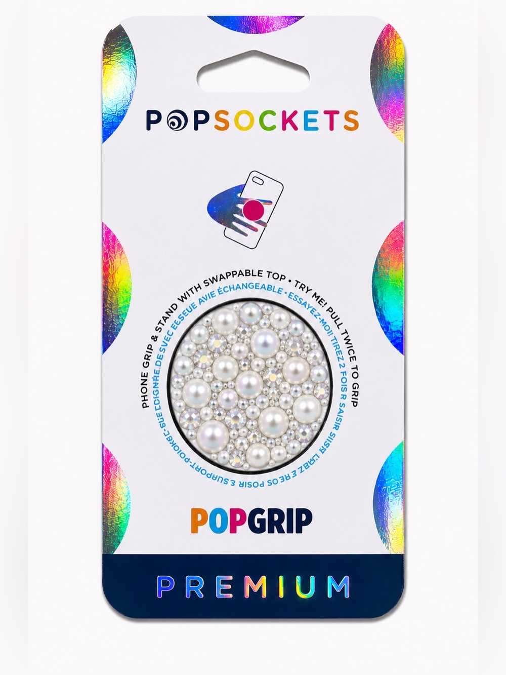 Mixed Pearls & Diamonds PopSocket Phone Holder Grip New